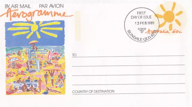 (13973) Australia Postal Stationery FDC Airmail 1989