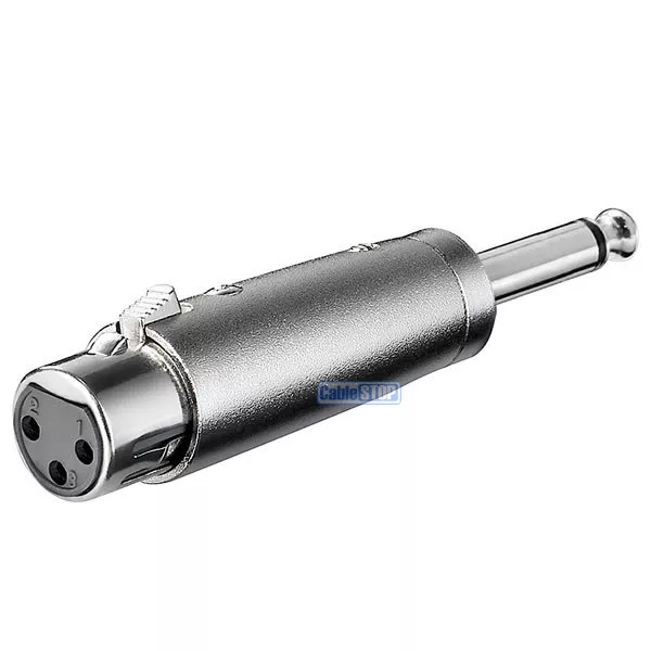 MONO 6.35mm 1/4" Male Jack Plug to 3 Pin XLR Female Socket Audio Amp Mic Adapter