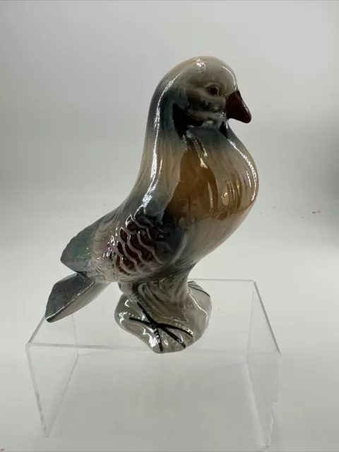 Vintage Iridescent Luster Pigeon Bird Figurine Made In Brazil