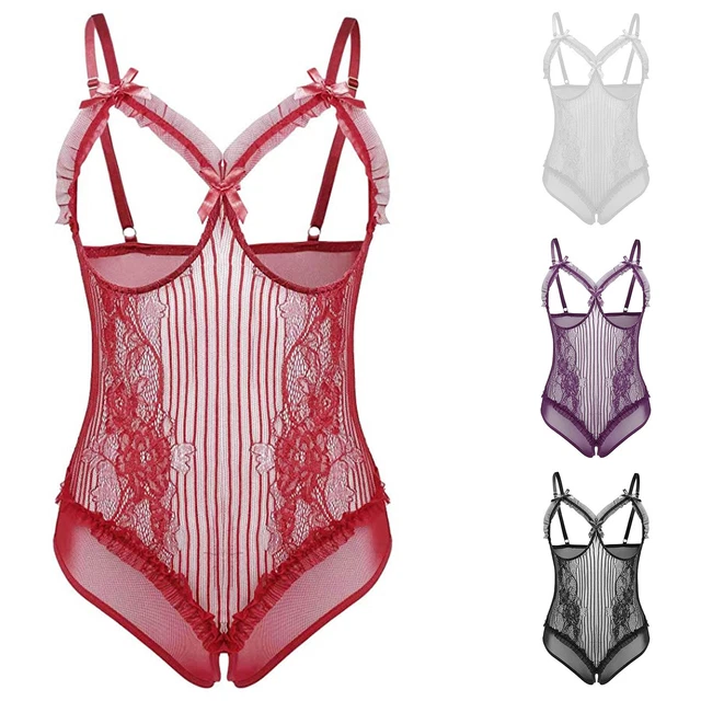 Plus Nachtwäsche Unterwäsche Größe Dessous Bodysuit Damen Mesh Sexy