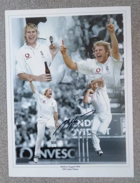 Matthew Hoggard Signed Cricket 2005 Ashes 16x12 Montage Photo AFTAL #215