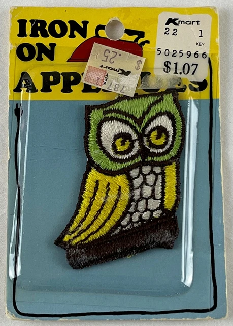Vtg 70's Owl Iron On Applique Patch Active Generation for Kmart Novelty NOS NIP