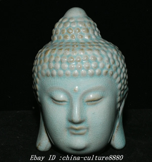 6 &TÊTE DE Bouddha Shakyamuni en porcelaine de l’ancien four à Ru