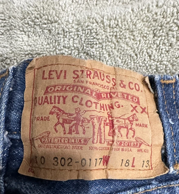 Vintage 80s Levis 302-0117 Kids Toddler Denim Jeans Size 0 16 X 12 Made USA