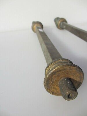 Victorian Brass Pole Holders Brackets Old Rail Antique Crown Ends Church 15"H 3
