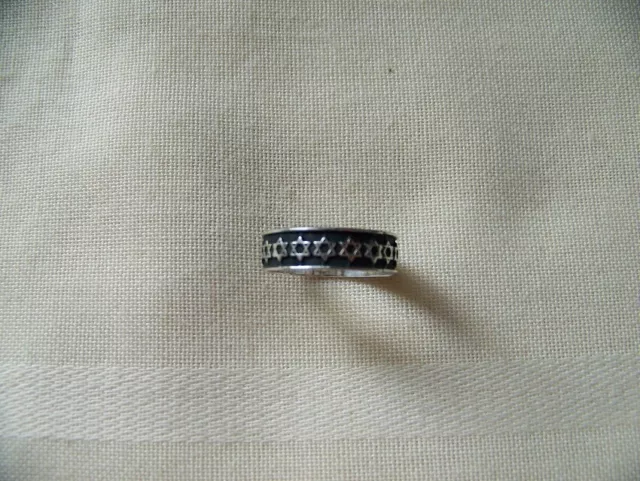 Antiqued Star of David Sterling Silver Band Wedding Ring New Sz 6 & 6.5