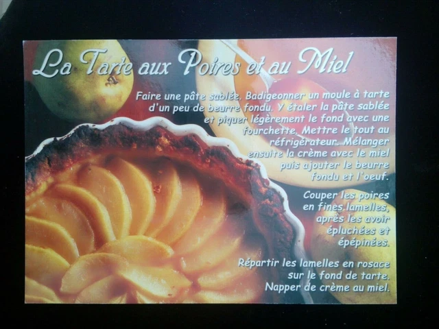 Cpsm Cpm Recette Tarte Aux Poires Et Au Miel Éditions De Luxe Bos