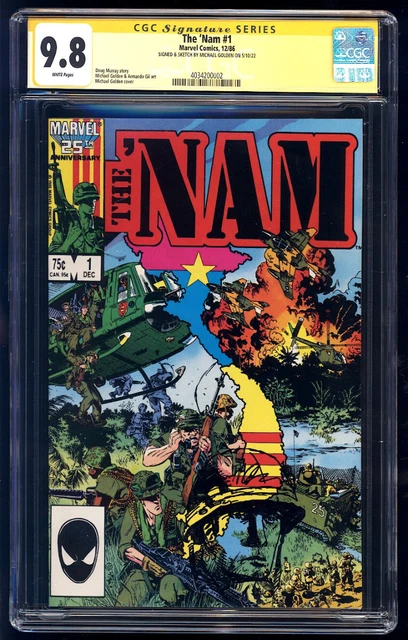 The 'Nam #1 SS CGC 9.8 Michael Golden Signature Series Sketch 1986