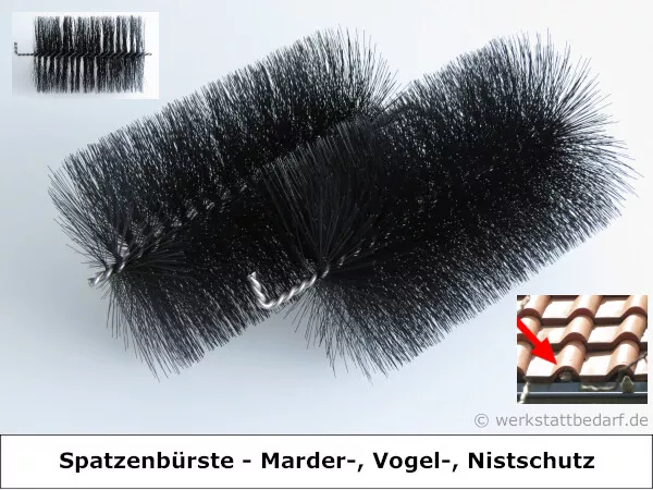 20X SPATZENBÜRSTE Ø 9cm,L 16 cm Marderschutz Nistschutz