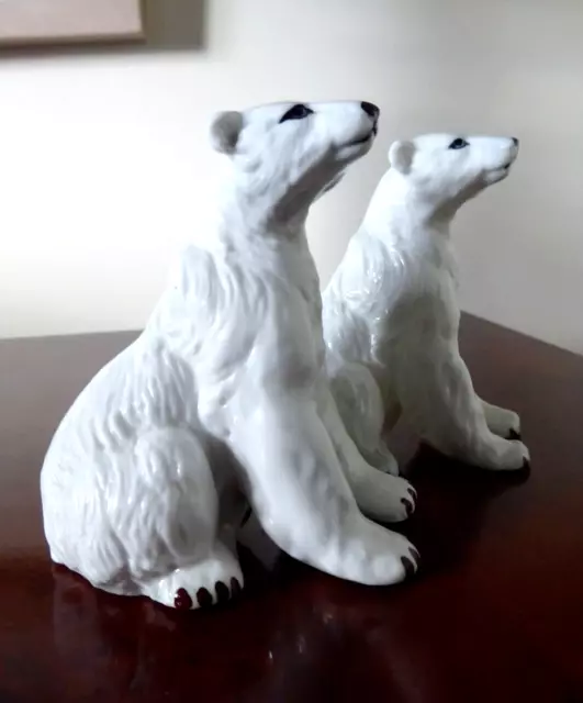 A Pair of Ceramic White Polar Bears