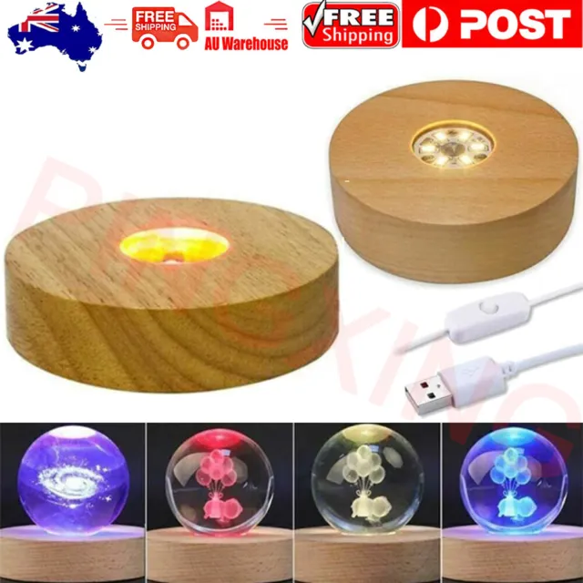 Light Base Rechargeable Wooden LED Light Rotating Display Stand Lamp Holder