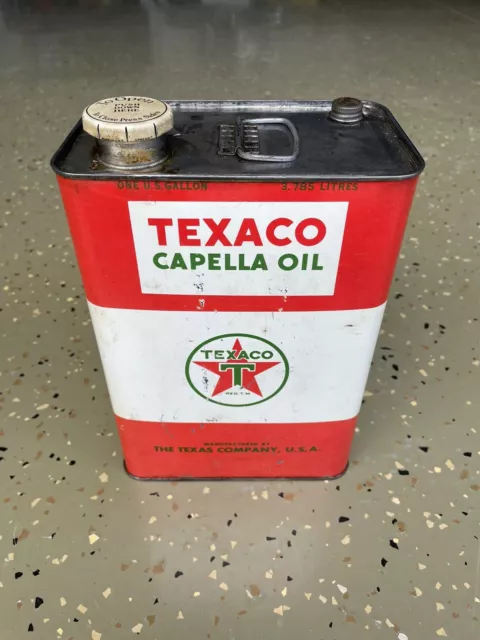 Vintage 1950's 60's Texaco  Capella Advertising 1 Gallon Oil Can Sign Full NOS