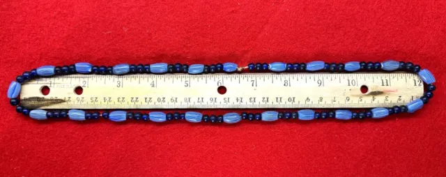 String of Blue Striped Venetian Trade Beads