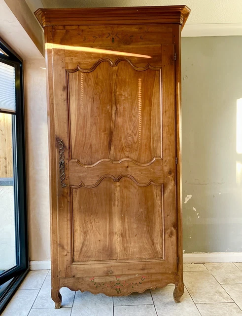 Antique French Bonnetiere Cupboard Or Armoire Solid Fruitwood, 18th Century.