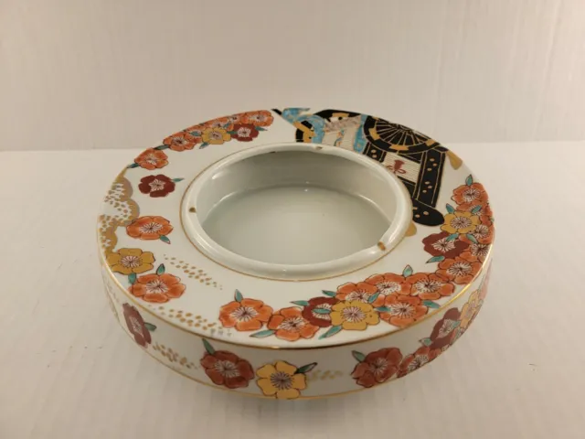 Gold Imari Japanese Ash Tray Hand Painted 9" Across Top Gold & Floral Design