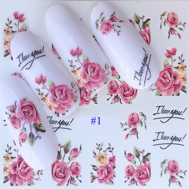 Nails Blooming Flower Stickers Rose Water Transfer Decals Art Nail Decoration