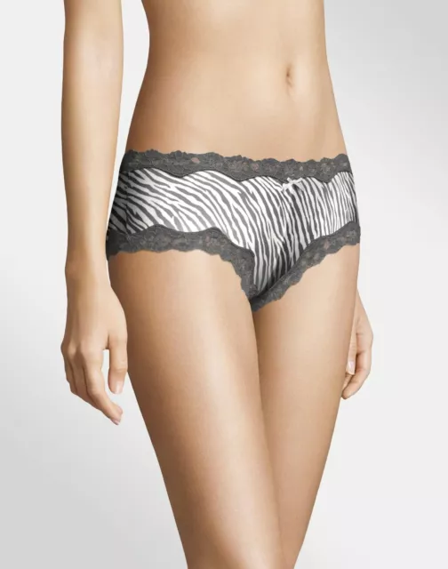 2-Pack Maidenform Cheeky Scalloped Lace Hipster, Gray/White Zebra Stripe, L/7 3