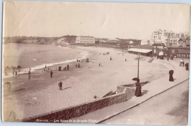 France, Biarritz, les Bains de la Grande Plage, vintage albumen print, ca.1880 T