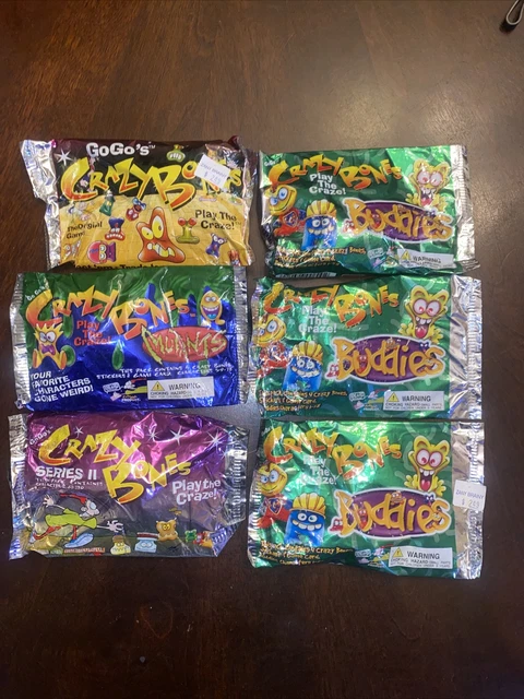 Lot Of 6 Vintage 90s Crazy Bones Sealed Packs Mutants , Series 2, Gogos Buddies