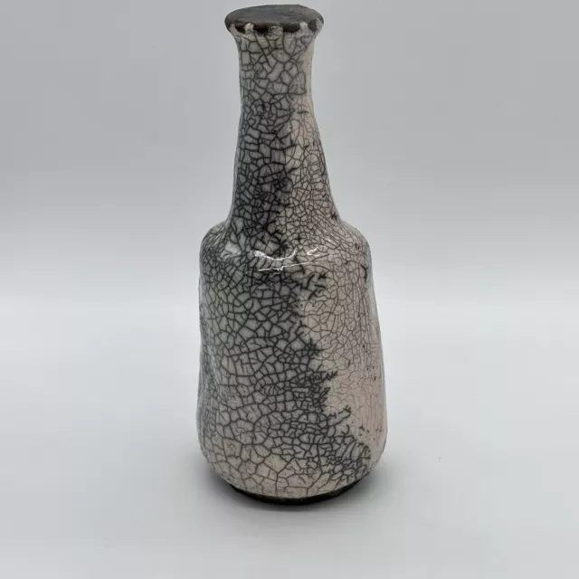 Pottery Faux Raku Style Decor Bottle Shaped Abstract Statue Figure