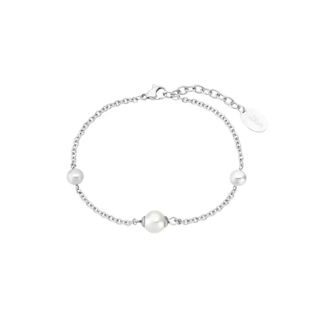 S.oliver Joya Mujer Pulsera Acero Inoxidable Plata Perla de Cristal 2031466