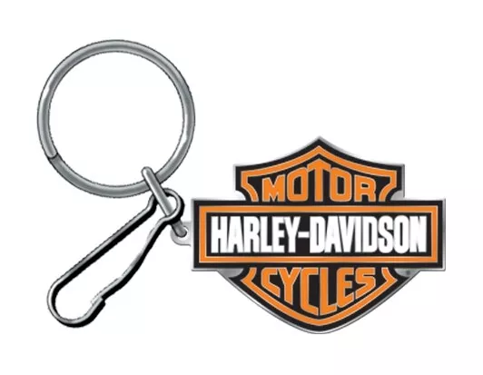 Harley-Davidson SCHLÜSSELANHÄNGER B&S ENAMEL ORANGE / BLACK schwarz/orange Email