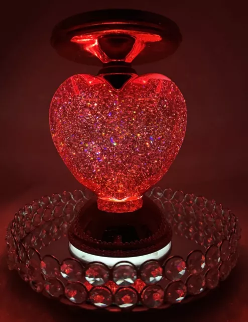 Bath & Body Works Glitter Heart Pedestal Globe 3 Wick Candle Holder Valentines