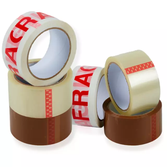 LONG LENGTH PACKING TAPE STRONG - BROWN / CLEAR / FRAGILE 48mm x 66M PARCEL TAPE 3