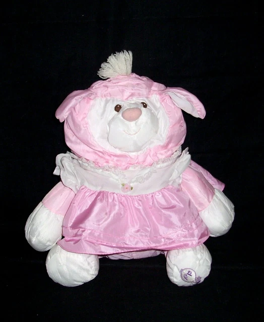 VTG Fisher Price 1986 Puffalumps Pink LAMB Dress Plush Stuffed Lovey Toy 8005