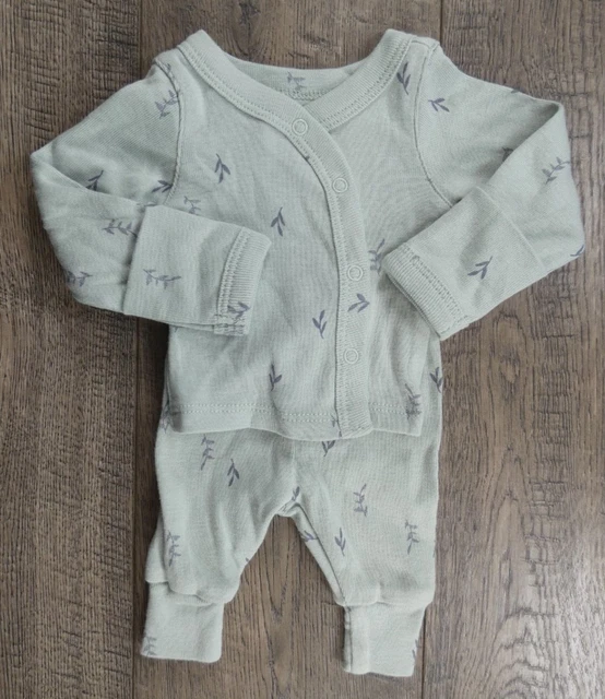 Baby Boy Clothes Just One You Carter's Preemie Green Leaf 2pc Side Snap Outfit