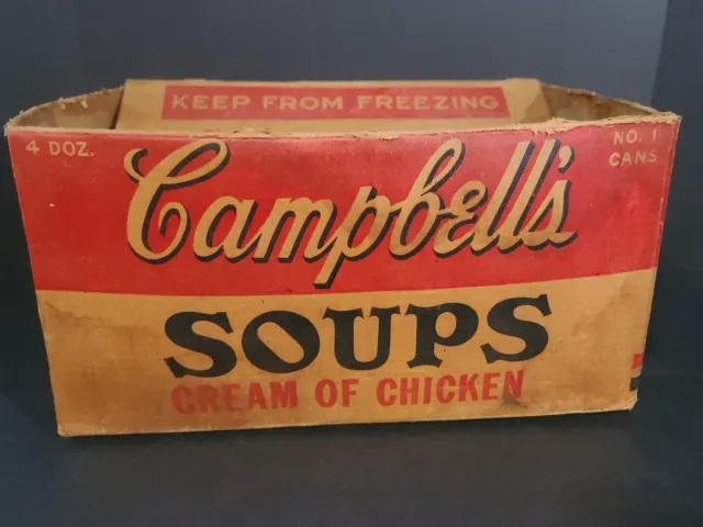 1960's CAMPBELL'S SOUP CARDBOARD BOX CONTAINER CREAM OF CHICKEN 16 X 11 X 8 "