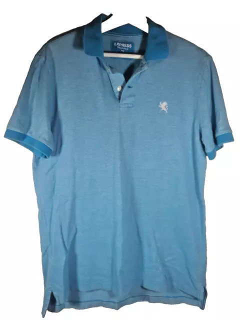 Express Pique Polo Shirt Mens Medium Blue Short Sleeve Casual Golf Preppy