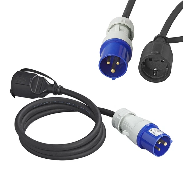 ADAPTERKABEL 150CM CEE Stecker 3 polig nach Schuko Steckdose 16A 250V ...