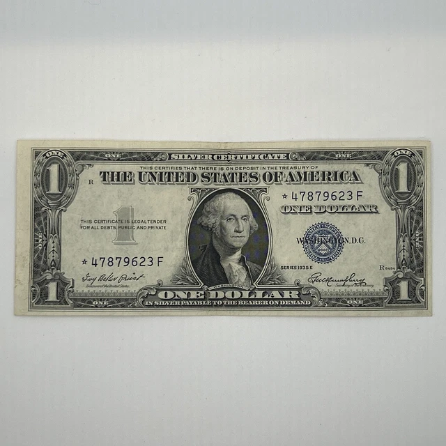 Series 1935 E Blue Seal $1.00 One Dollar Silver Certificate Star Note Crisp 20