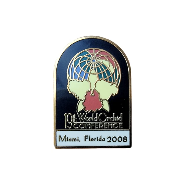 19th World Orchid Conference Lapel Hat Pin Metal Pinback Miami Florida 2008
