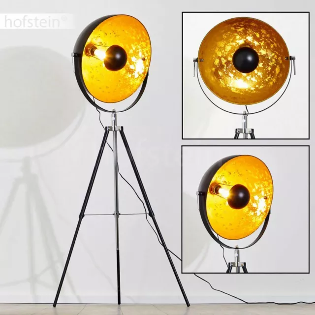 Stehleuchte Design Boden Stehlampe Zimmer Film Scheinwerfer schwarz gold 50 cm