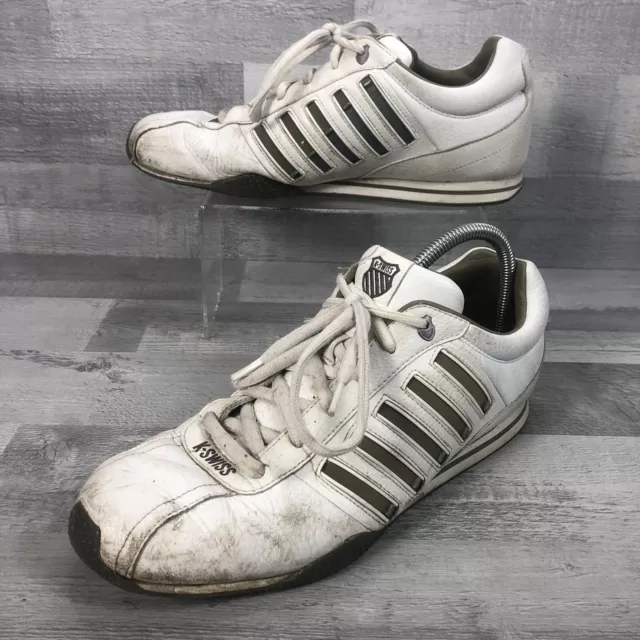 MENS K SWISS White Lace Up Trainers Size 10 Cg Bd4 7.99 PicClick UK