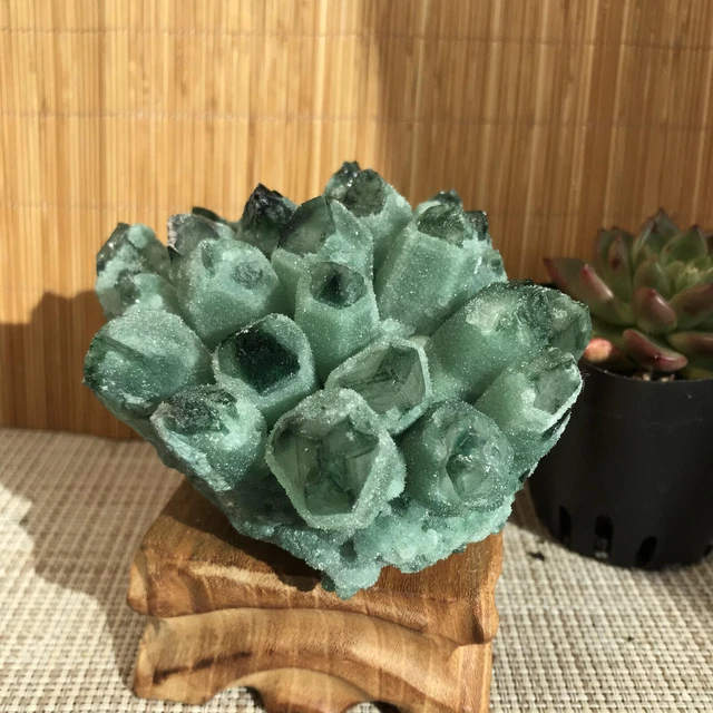 New Find Green Phantom Quartz Crystal Cluster Mineral Specimen Healing 452gA2321