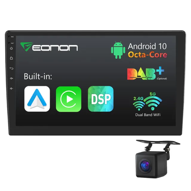 CAM+Double 2Din 10.1" Android Auto 8-Core Car Stereo Radio GPS Bluetooth CarPlay