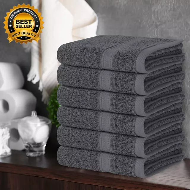 6 Pack Premium Hand Towels Set, (16 X 28 Inches) 100% Ring Spun