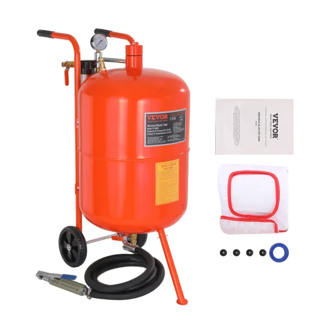 VEVOR 20 Gallon Sand Blaster 60-110 PSI High Pressure Sandblaster with 4 Nozzles