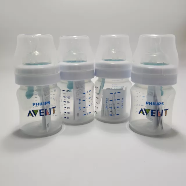 Philips Avent Anti-Colic Bottle 4pk With AirFree Vent Clear 4oz Baby Bottle
