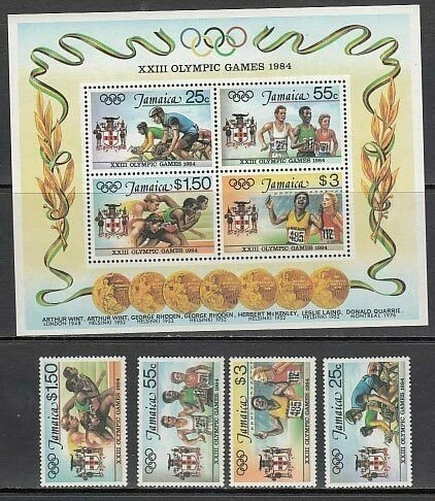 Jamaïque - Courrier Yvert 598/601 + H 22 MNH Olympiques Des Angeles