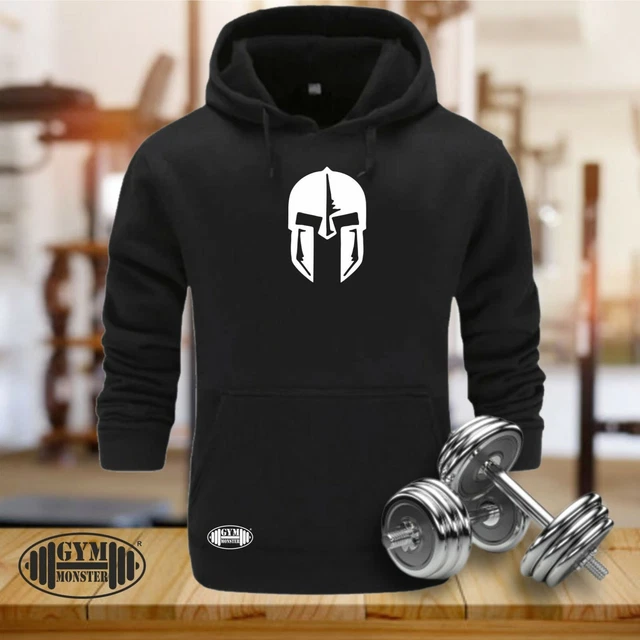 Spartan Helmet Hoodie Gym Clothing Bodybuilding Training Workout MMA Men Top