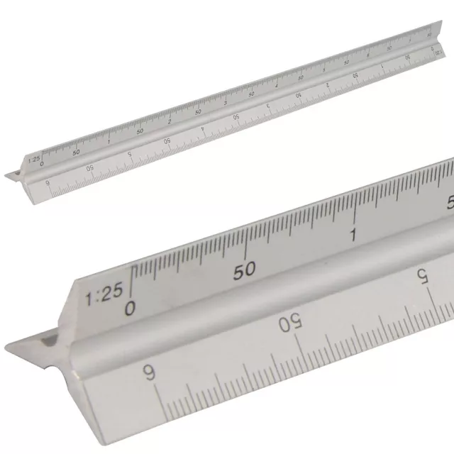 Aluminium - Dreikantlineal - 300mm Dreikantmaßstab Maßstab Lineal