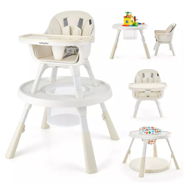 Chaise Haute pour Bébé 6-en-1 avec Ceinture de Sécurité Hauteur Réglable Platea