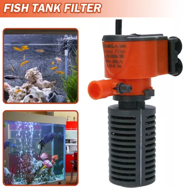 3 in1 Aquarium Filter Submersible Oxygen  Internal Pump Fish Tank Air Water Pump