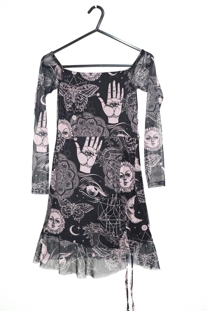 Femme Luxe Womens Dress Size 6 Grey Pink Short Sheer Fitted Party Halloween Cute