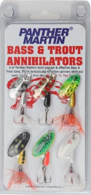 Bass and Trout Annihilator Spinner Fishing Lure Kit, Pack of 6, 2.4 Ounces