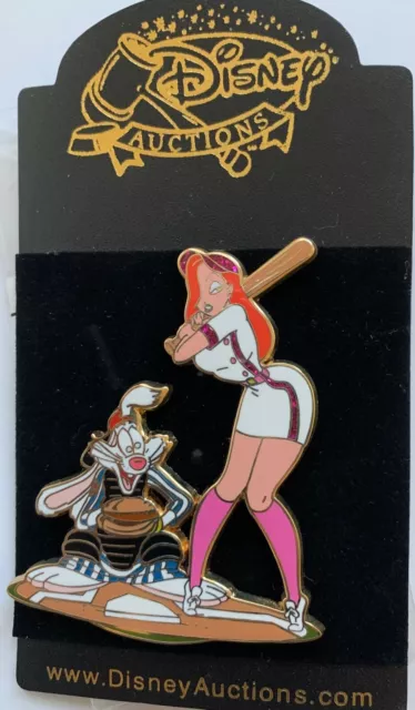 Disney Auctions Baseball Series Roger & Jessica Rabbit LE 100 Jumbo Pin & Card